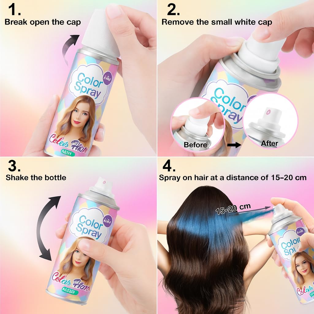 Purple Temporary Hair Color Spray for Women Men & kids, 1-Day Washable Hair Spray, Fun Bright Shade for Cosplay, Halloween, DIY Hair Looks, Festivals & Parties