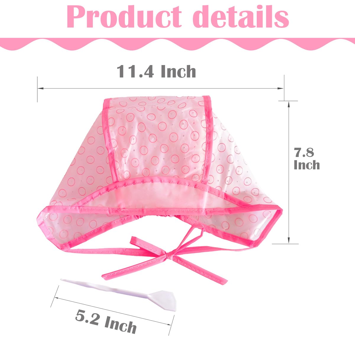 Hair Highlighting Cap Set - 6 Pcs Hair Coloring Frosting Kit with 2 Plastic Hooks | Pink