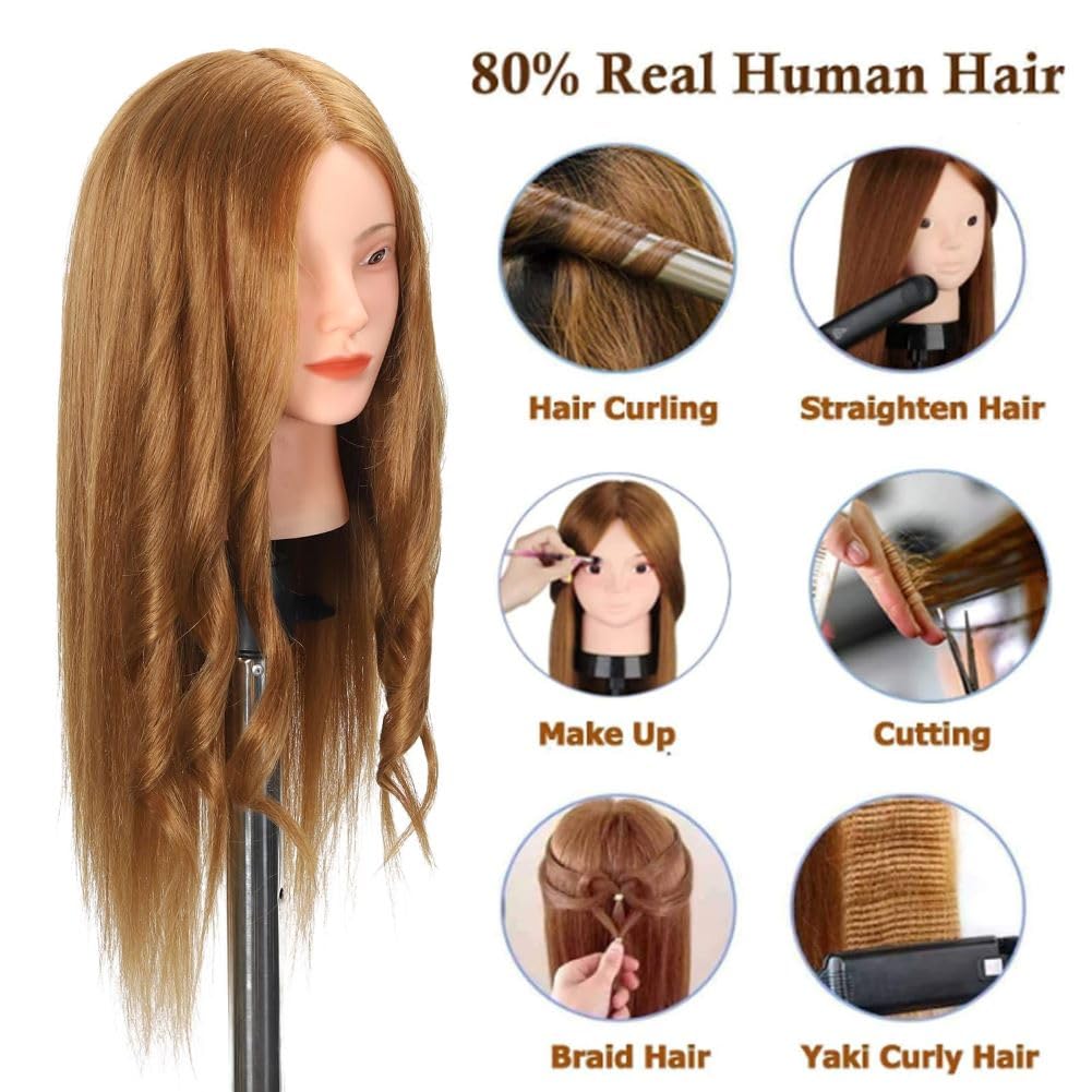 Opini Mannequin Head with 80% Human Hair 26-28" Doll Head for Hairdresser