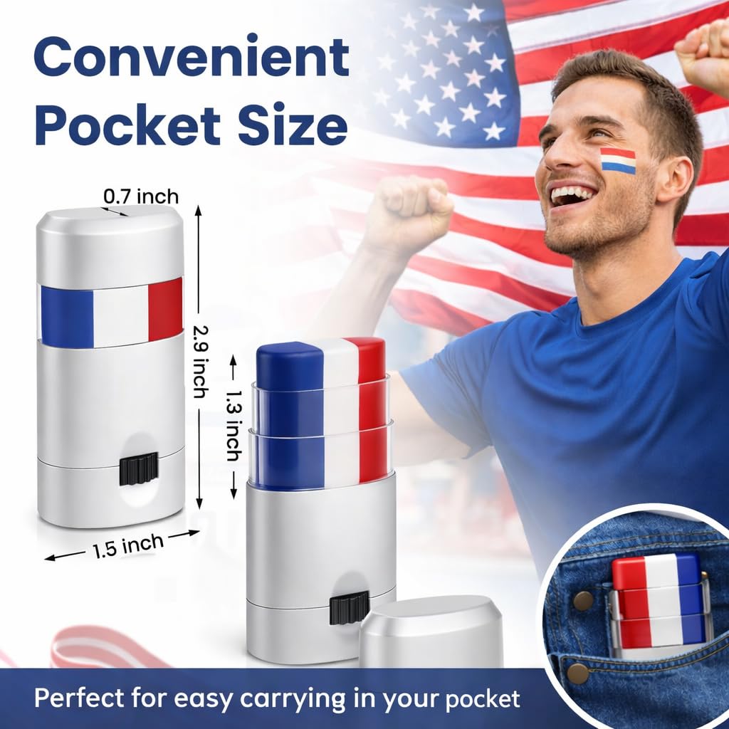 Patriotic Face Paint Stick - Red White Blue USA Flag Makeup Crayon for 4th of July | Ideal for Sports Fans & Festivals