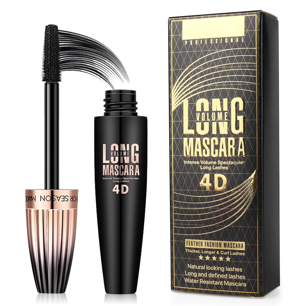 4D Silk Fiber Lash Mascara - Waterproof Volume & Length, Smudge-Proof Black Formula for Fuller Lashes | 1 Pack