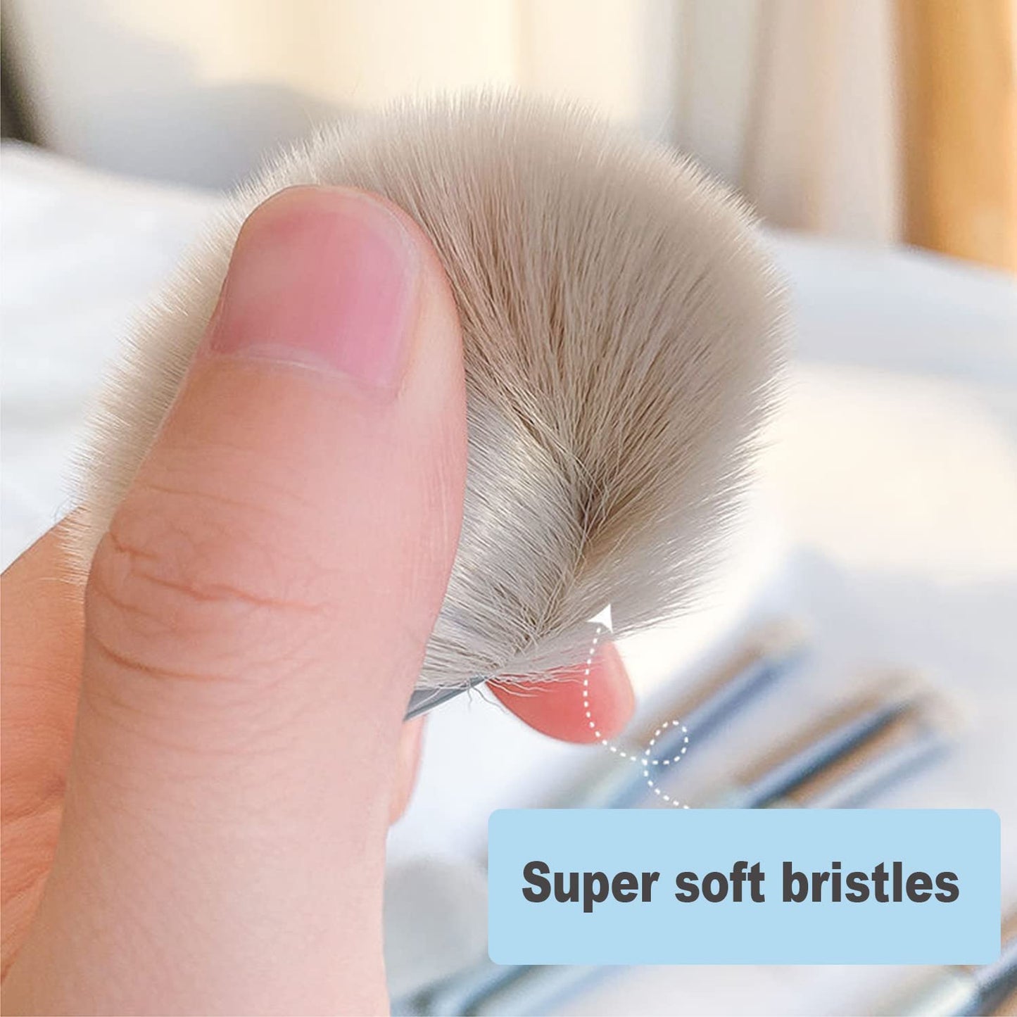 Mini Makeup Brush Set - 8 Pieces for Foundation, Blush, and Eye Shadow | Compact Travel Brushes in Apricot