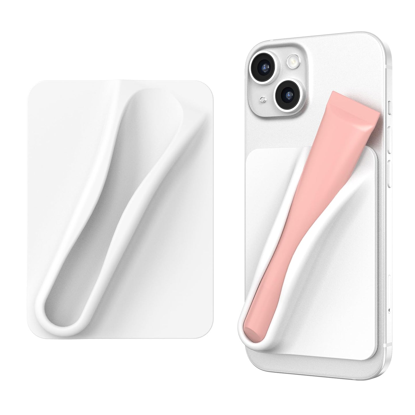 DOB SECHS Silicone Lip Holder for Cell Phone Lipstick Lip Glaze Phone Case Adhesive Back Stick On Holder for iPhone and Android Phones, Grey