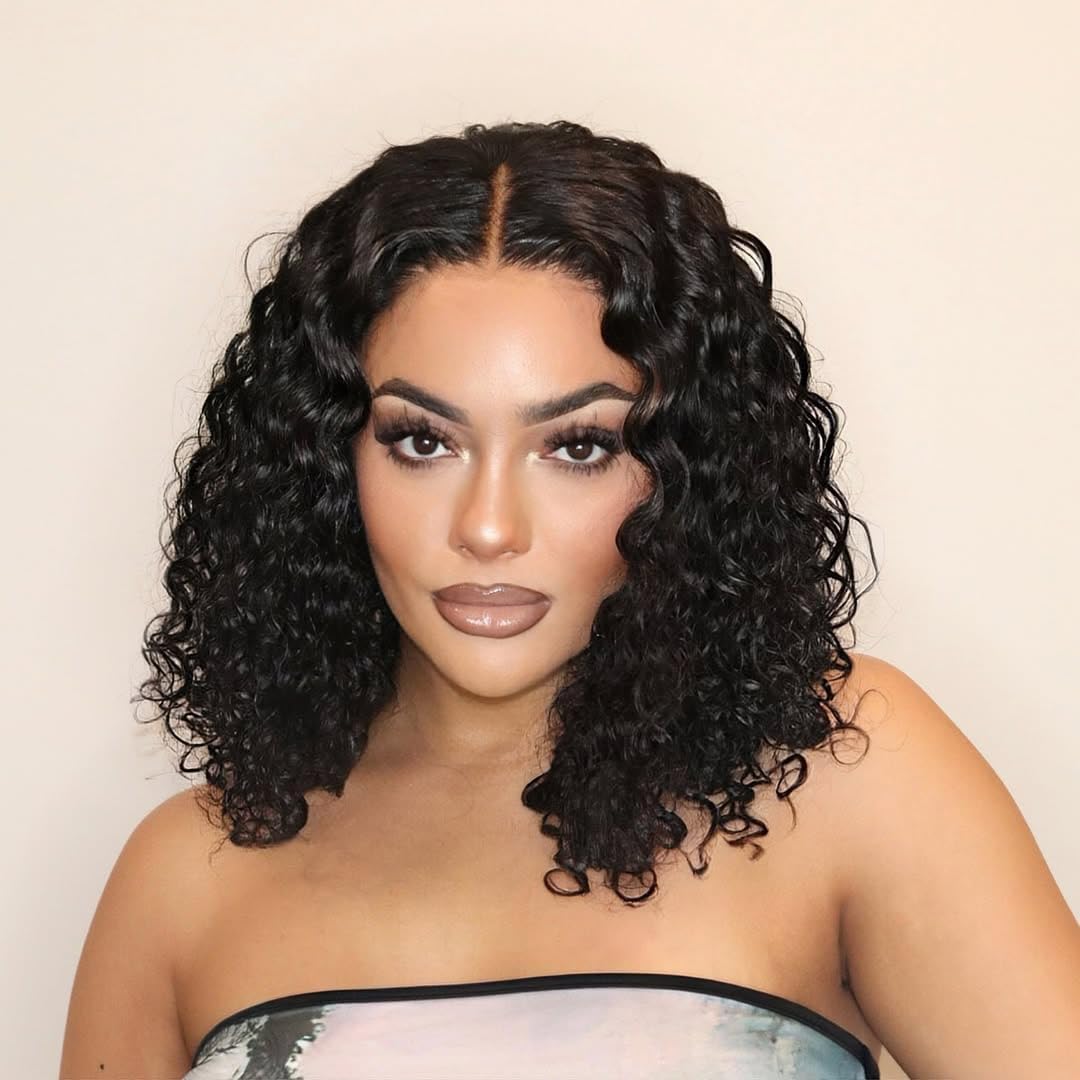 Deep Wave Bob Wig - 200 Density HD Lace Front Human Hair | Glueless Short Curly 12 Inch for Black Women