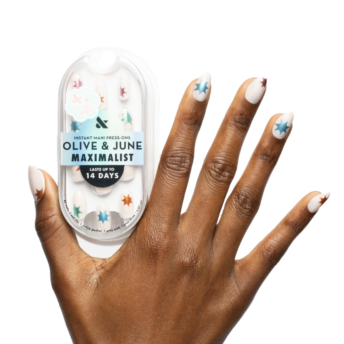Maximalist Press-On Nails | 42 Non-Toxic Fake Nails in 21 Sizes | Short Almond Sparkle Party Design