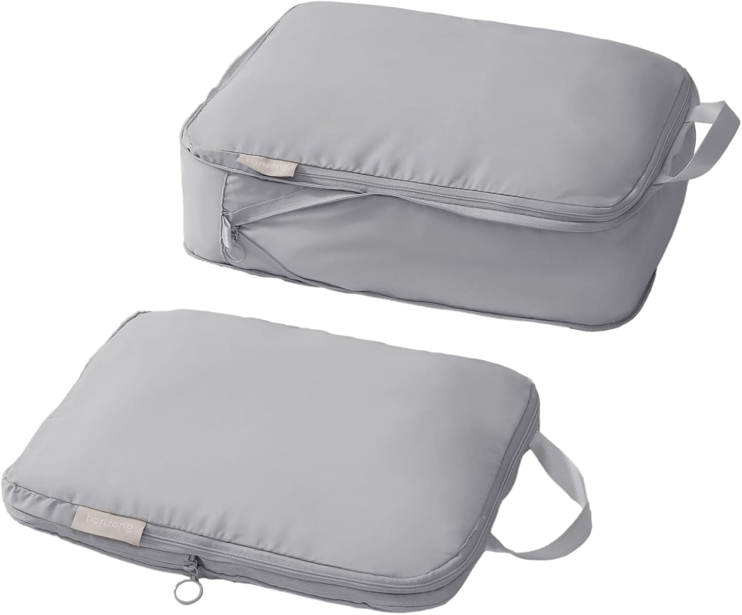 Compression Packing Cubes - Luggage Organizer Bags Set for Travel | 2 Medium Black Cubes