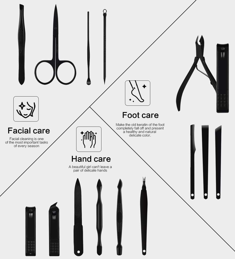 Nail Clippers Set - High Precision Stainless Steel Manicure & Pedicure Kit | Portable Black Case