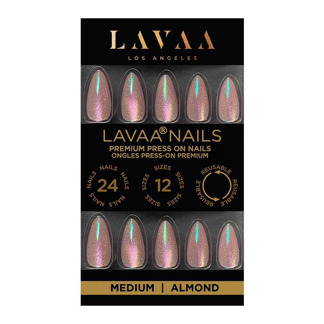 FAIRY DUST Press-On Nails by Lavaa Beauty | Pink Almond Velvet Shimmer Nails