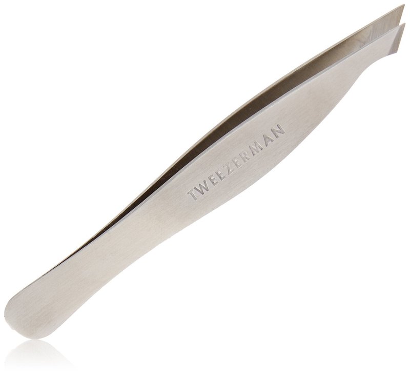 Tweezerman Stainless Steel Slanted Point Tweezer - Eyebrow Precision Tweezers, Facial And Ingrown Hair Removal (Classic Stainless)