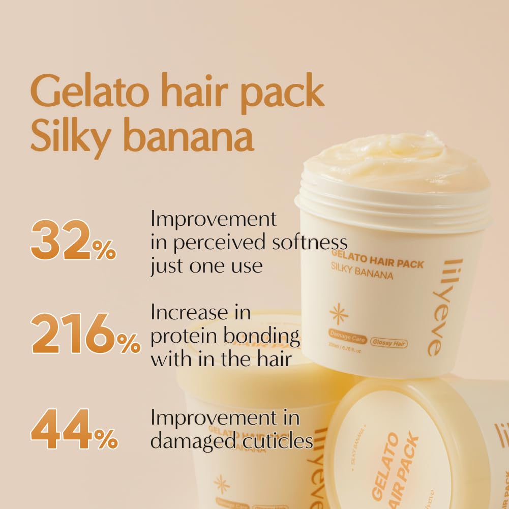 Lilyeve Gelato Hair Pack - Milk, Egg & Protein Hair Repair Mask for Split Ends | Silky Banana 6.76 fl. oz
