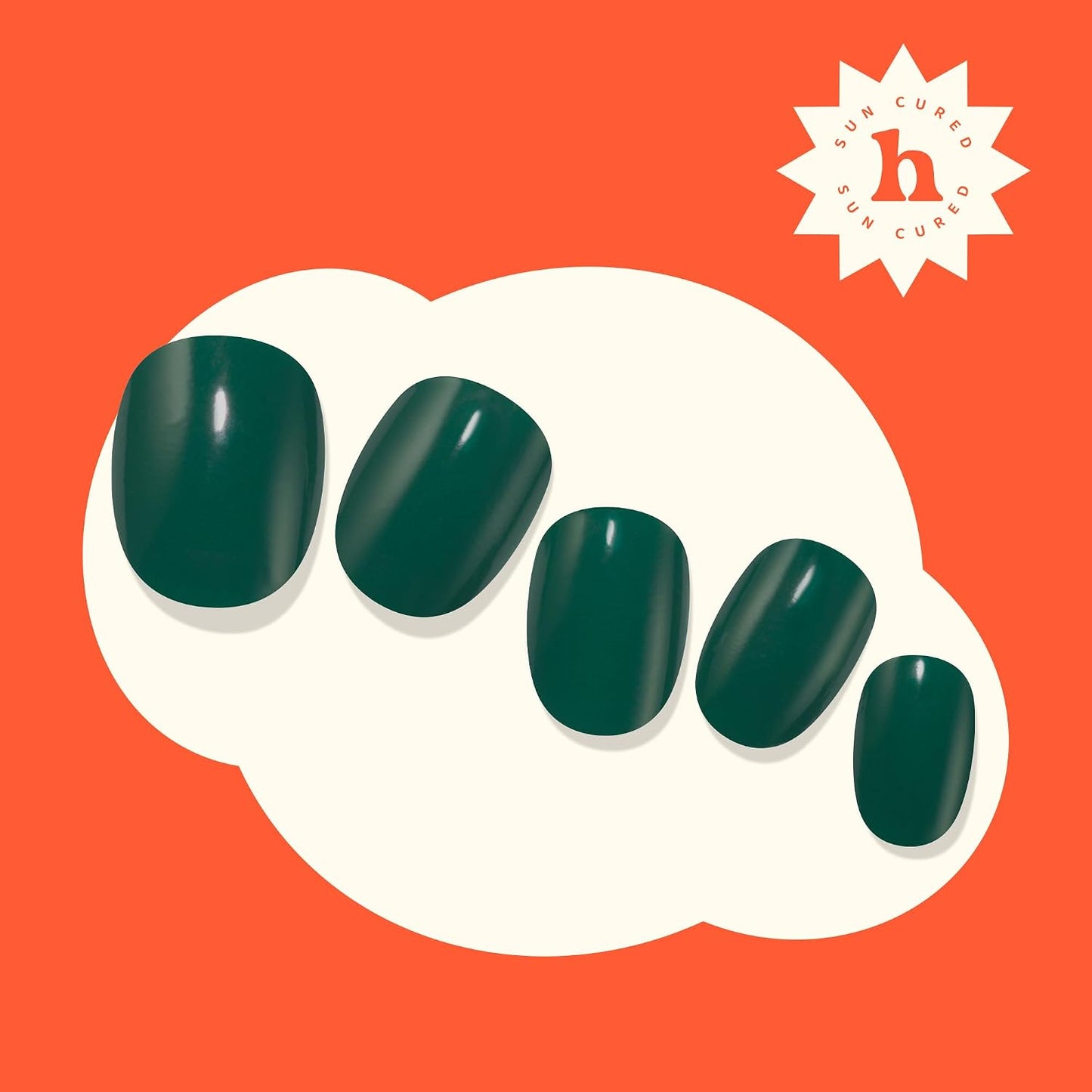 Semi Cured Gel Nail Strips - Solid Green | Easy Apply & Remove, Salon Quality | 28 Strips, Prep Pads & Nail File Included