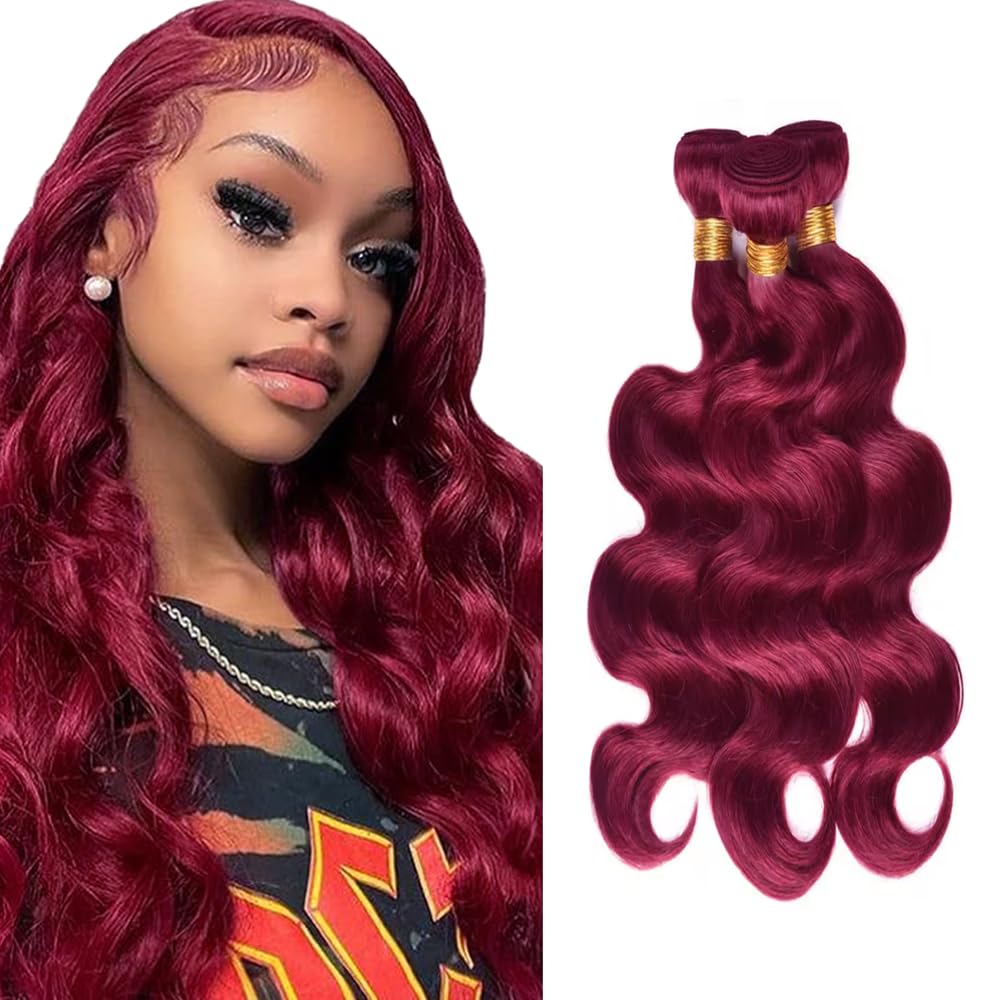 99J Bundles Human Hair Red Body Wave Bundles 26 28 30 inch Burgundy Human Hair Bundle 99j Body Wave Bundle 150g