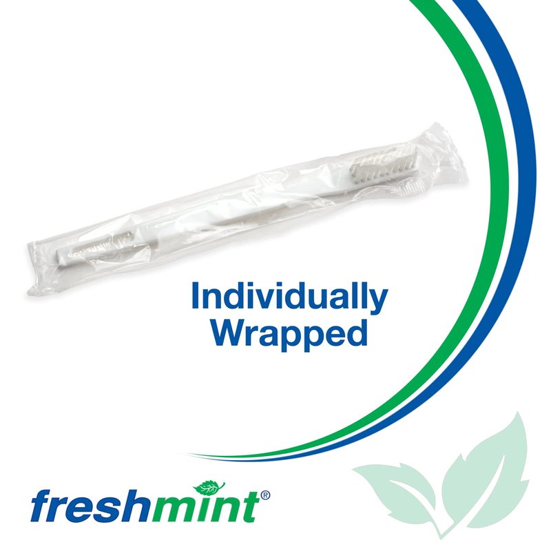 FRESHMINT Individually Wrapped Bulk 30 Tuft Adult Toothbrush (144 Pack) with Soft Nylon Bristles, Perfect for Travel, Hotel, Donation