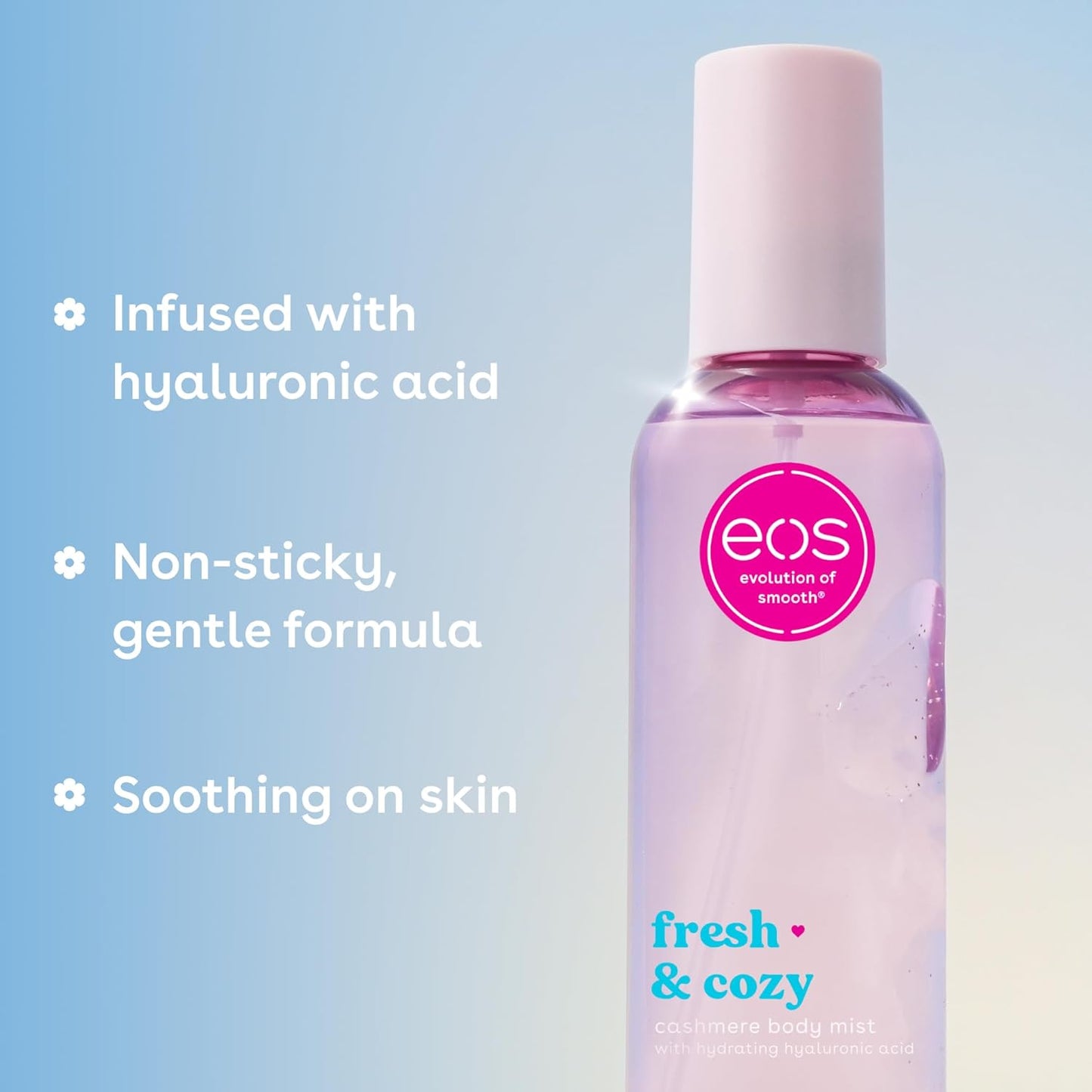 EOS Cashmere Body Mist - Fresh & Cozy Body Spray for Women | Moisturizing Hair Mist with Hyaluronic Acid & Glycerin, 6 fl oz