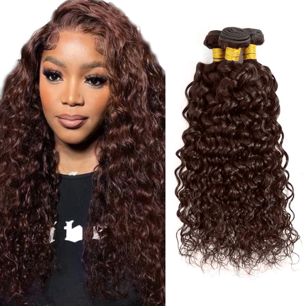 28 30 32 inch #4 Human Hair Bundles Brown Water Wave Bundles #4 Wet and Wavy Bundle Chocolate Brown Bundle 300g