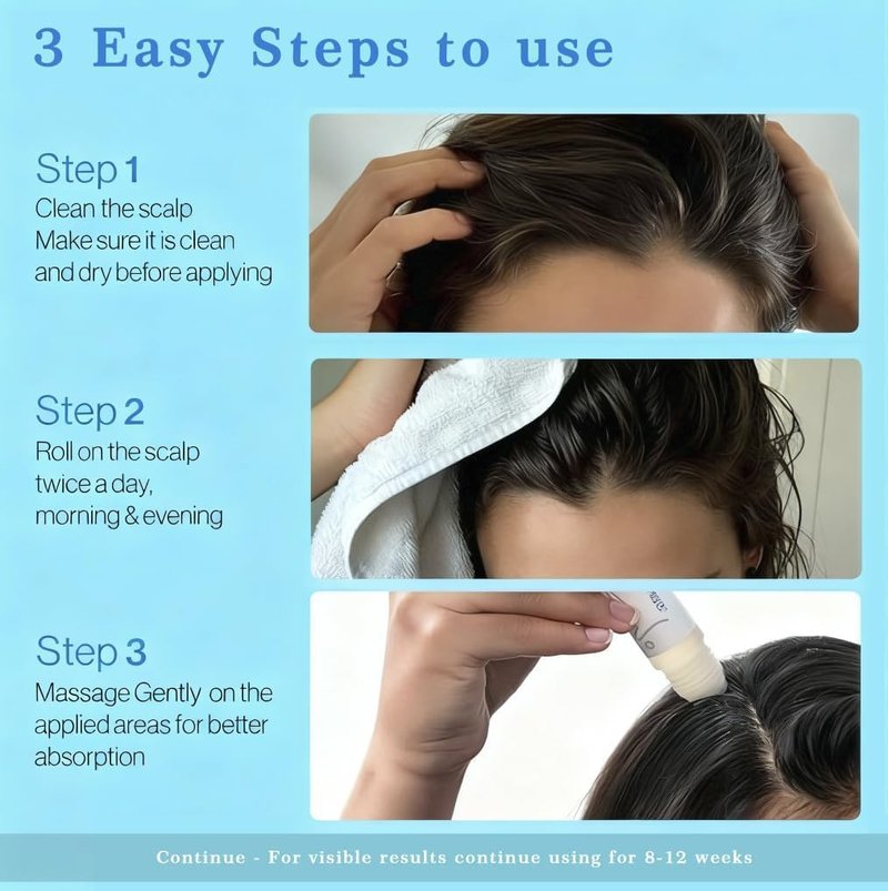 Rosemary Hair Growth Serum Roll-On Bottle 25ml – Contains Rosemary, Redensyl, and Anagain to promote oxygen circulation and reduce hair loss. Free from parabens and sulfates. For men and women（2 pack）