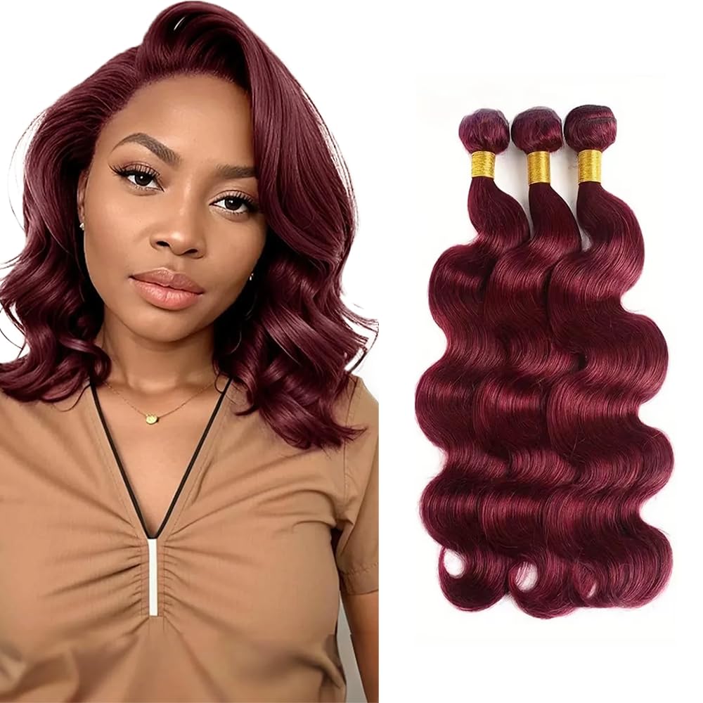 99J Human Hair Bundles Red Body Wave Bundles 12 14 16 inch Burgundy Body Wave Bundle Red Human Hair Bundle
