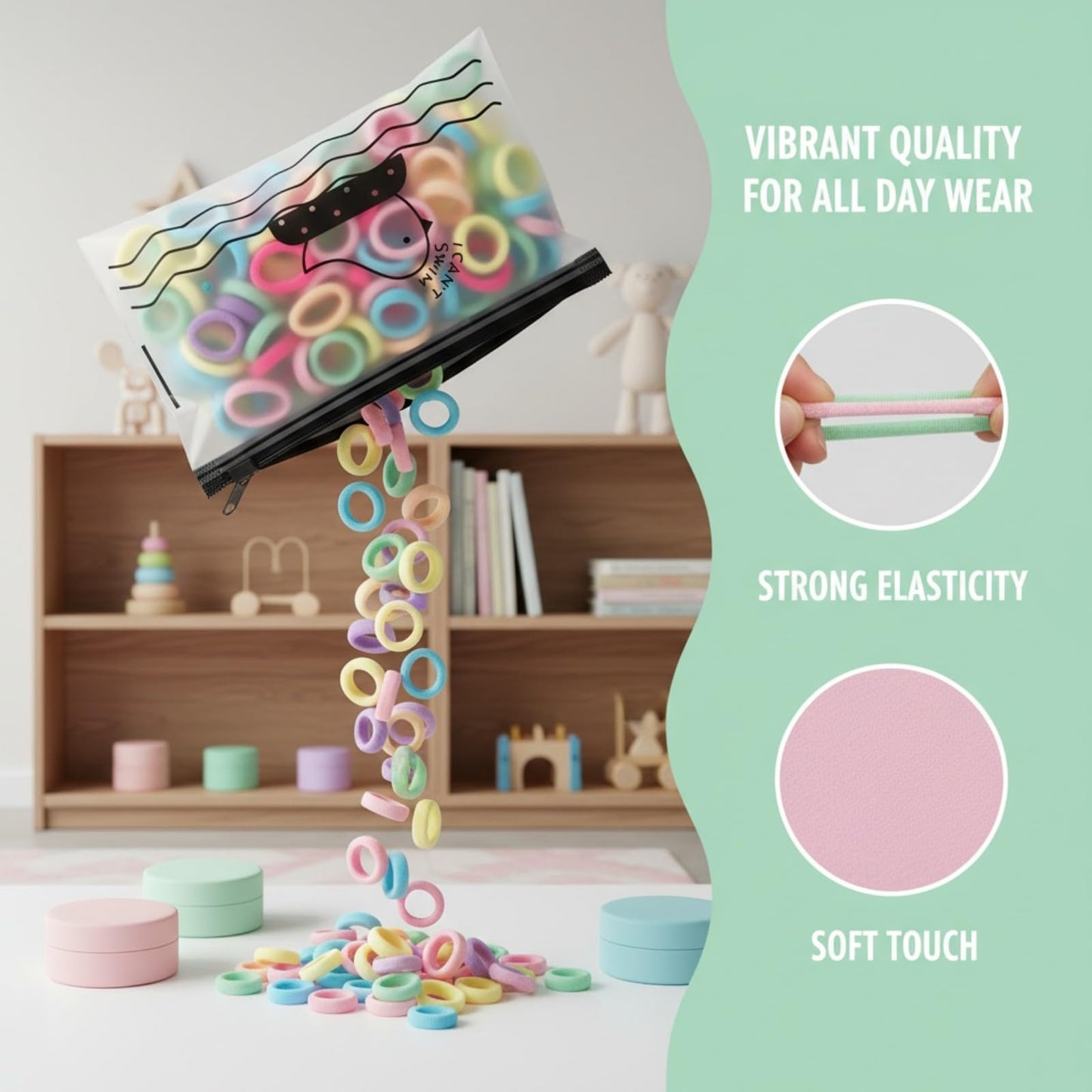 100 Pcs Hair Ties for Girls Colorful Small Rubber Bands No Damage Elastic Band Soft Ponytail Holders (Color B)
