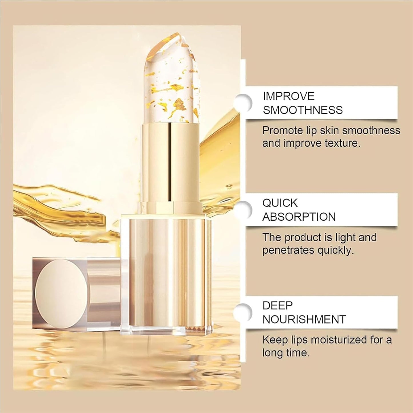 Color Changing Lipstick, Gold Crystal pH Color-Changing Lipstick–24HR Transferproof & Moisturizing Lip Gloss, Long-Lasting Glossy Finish Birthday & Mother’s Day Gifts for Women (2 Count (Pack of 2))