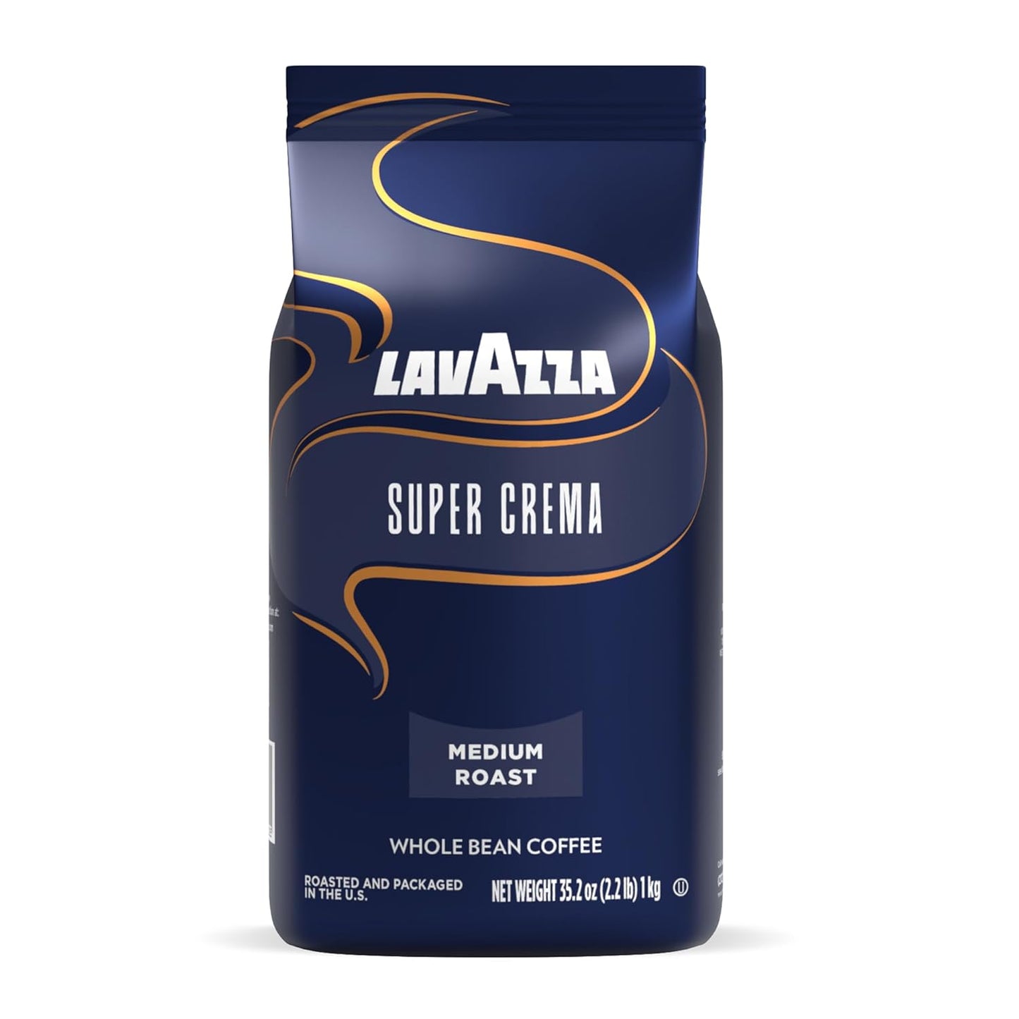 Lavazza Super Crema Whole Bean Coffee - Medium Espresso Roast | Arabica & Robusta Blend, 2.2 lb Bag