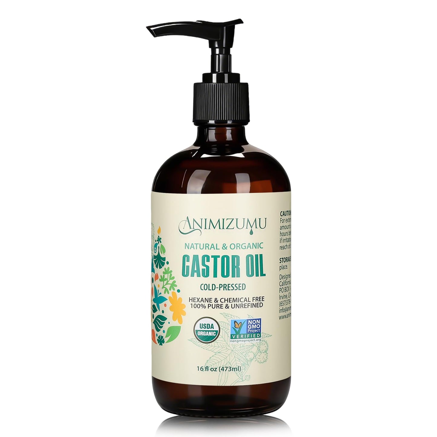 USDA Organic Castor Oil Cold Pressed,Unrefined Glass Bottle Hexane-Free Non-GMO Vegan,100% Pure Castor Oil for Hair Growth,Scalp,Face,Skin,Eyelashes,Eyebrows,Body Massage & Castor Oil Pack Wrap 16oz