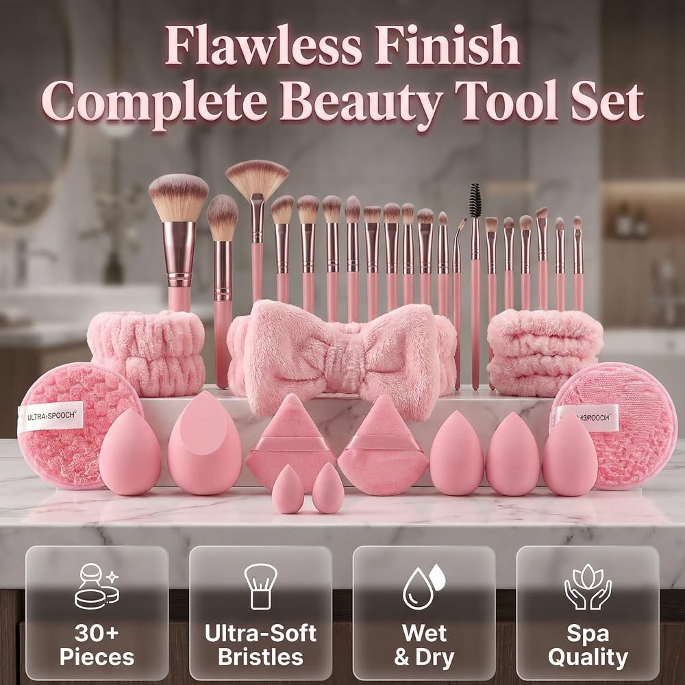 40Pcs Coffee Professional Makeup Brushes Set, Premium Synthetic Face Eye Makeup with Case for foundation, concealer, blush, eyeshadow, powder and contour makeup for beginners and makeup artists