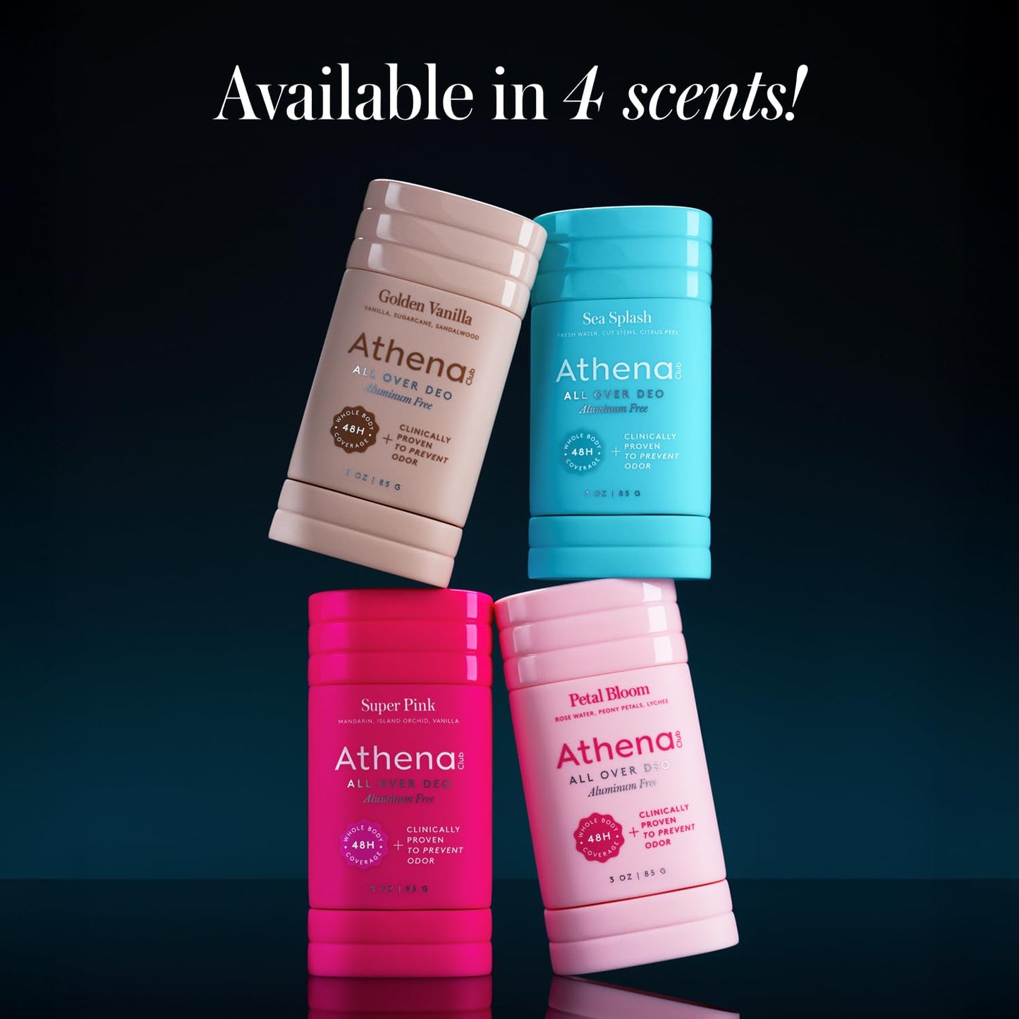 Athena Club All Over Deo Natural Deodorant Stick for Women, Aluminum Free Whole Body Deodorant, 48 Hour Odor Protection, Goes On Clear, Golden Vanilla Scent, 2.6 oz