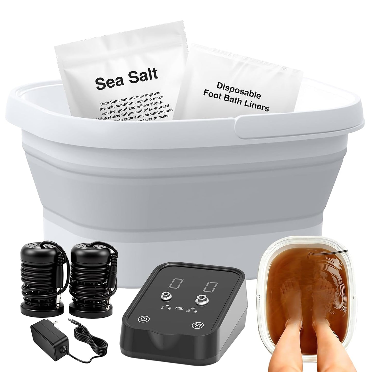 Ionic Foot Bath Detox Machine - Home Foot Soaking Tub with 2 Arrays & 80 Liners | Portable Spa Bucket