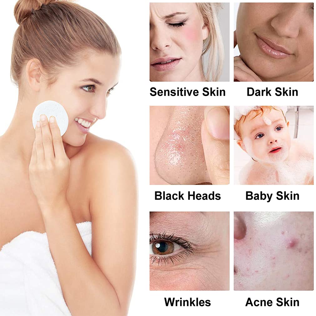 Compressed Facial Sponges - 50 PCS 100% Natural Cellulose for Estheticians | Face Cleansing, Exfoliating, Makeup Removal