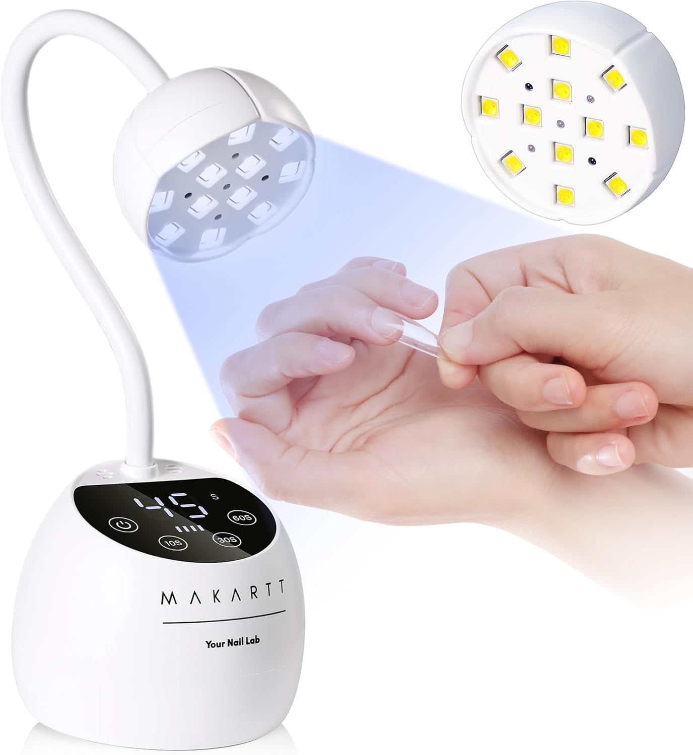 Makartt UV LED Nail Lamp - Cordless Gooseneck Gel Nail Curing Light | 39mW/cm² Auto Sensor, Fast Flash Technology