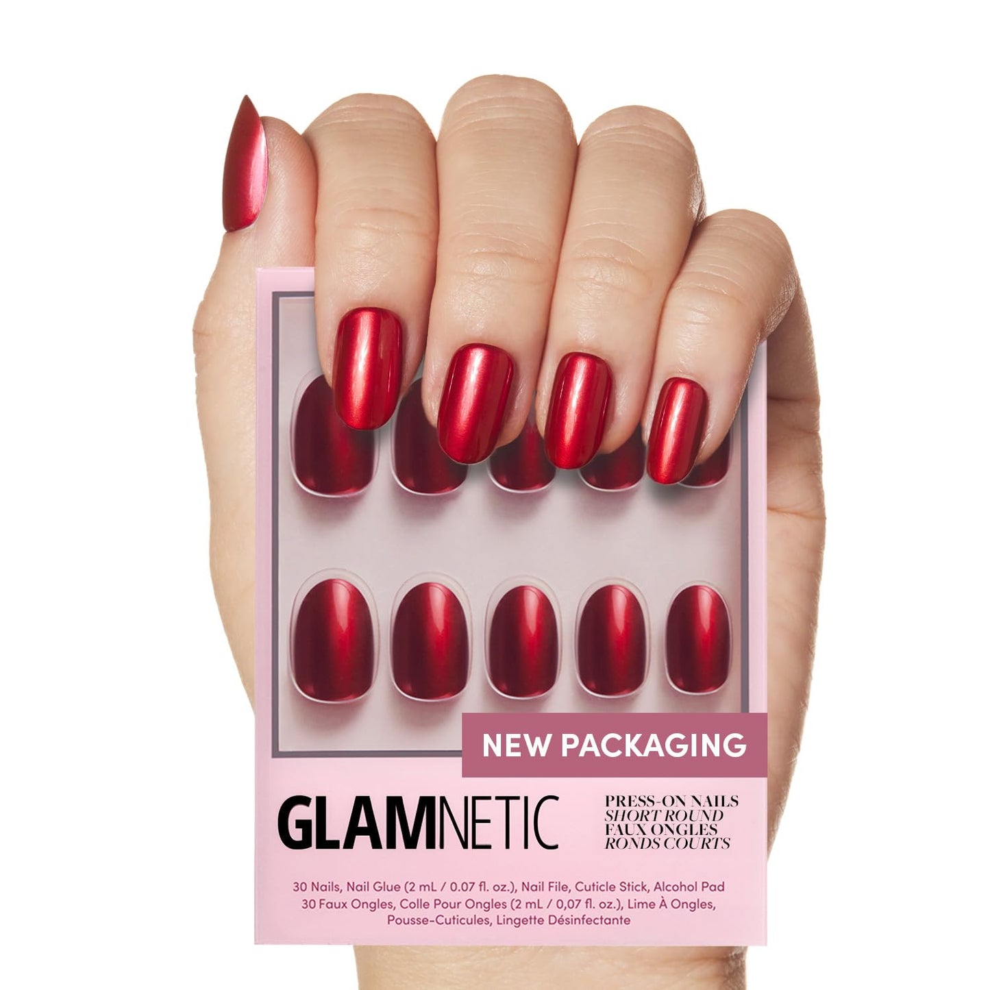 Press On Nails - Caviar | Semi-Transparent Short Almond Shape, Salon Quality | 30 Nail Kit with Glue, 15 Sizes Available