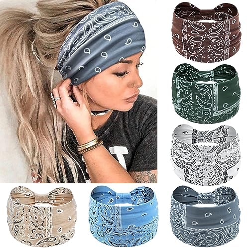Wide Headbands for Women - No Slip Knotted Turban Hair Accessories | Dark Green Boho Style