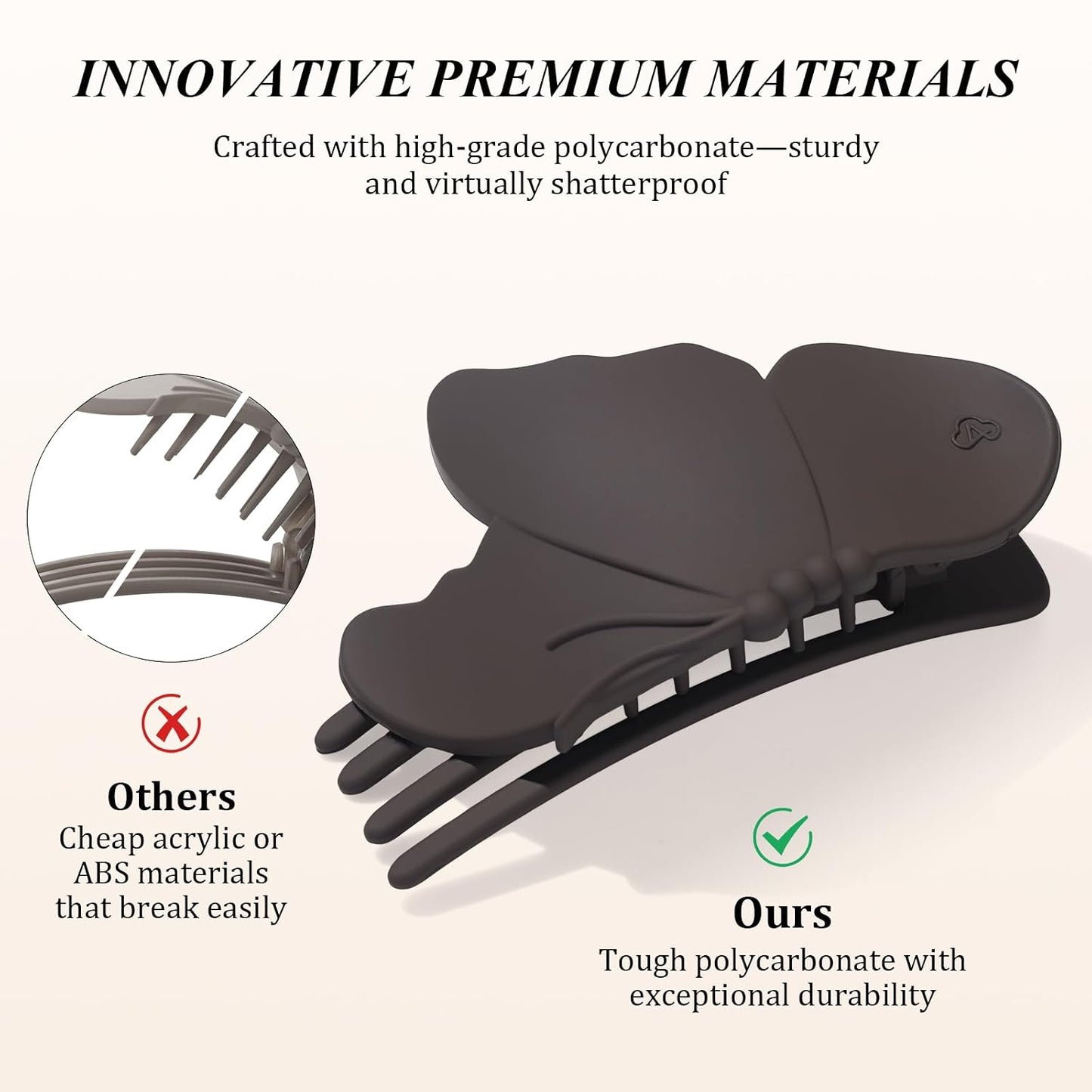 Large Flat Hair Clips for Thick & Thin Hair - Butterfly Claw Clips for Women | 4 Pcs in Beige, Brown & Black