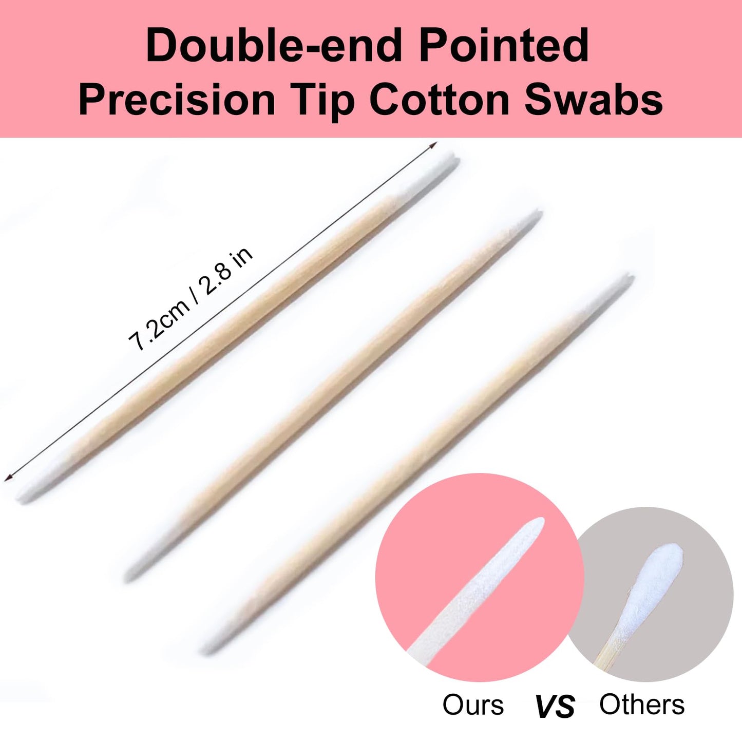 600PCS Precision Tip Cotton Swabs, Double-end Microblading Pointed Tip Cotton Swabs Makeup Applicators Nail Polish Remover Pen Disposable Makeup Touch Up Correcting Beauty Tools