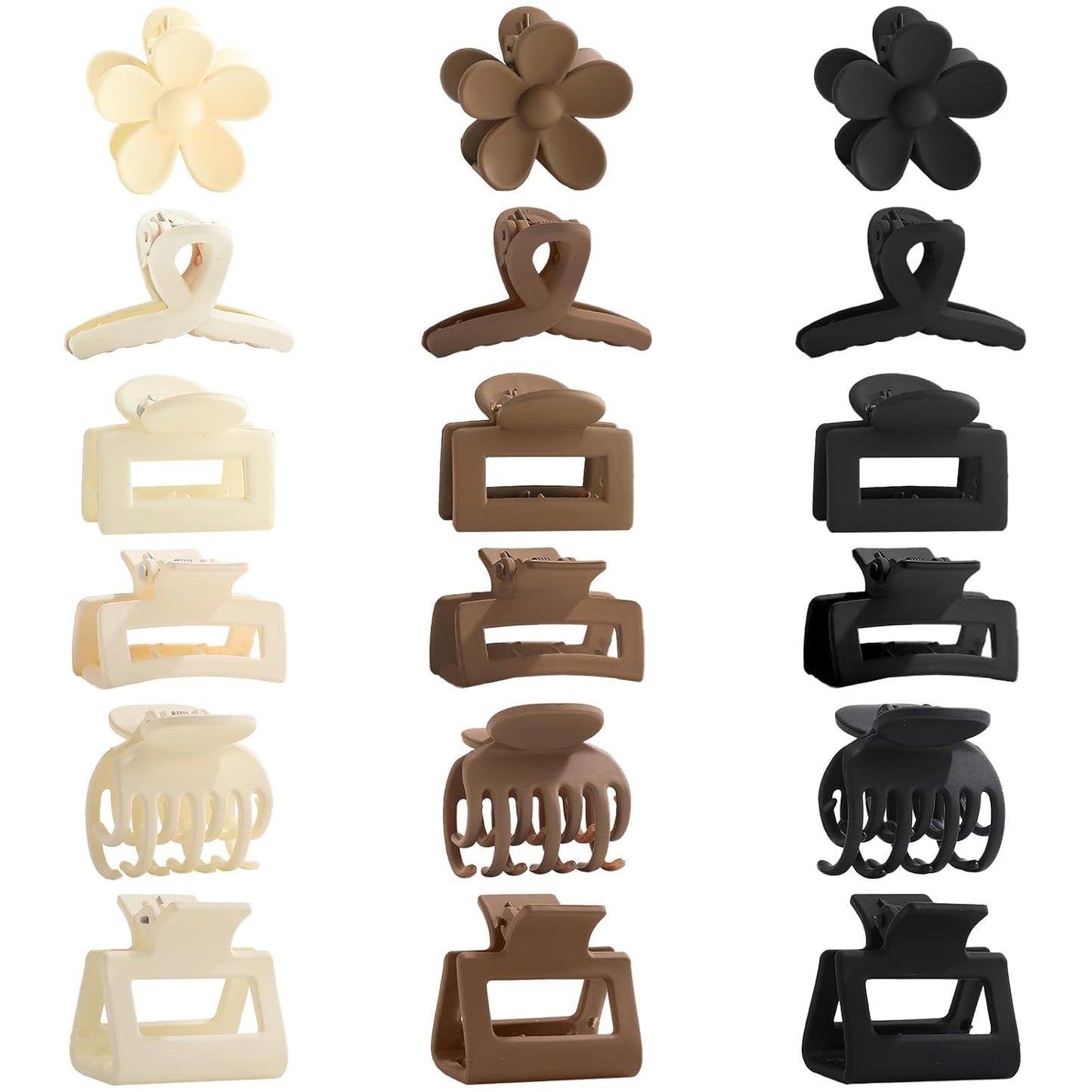 Mini Claw Clips for Thin to Medium Hair - 12 Pack 1.5 Inch Matte Jaw Clips for Women | Nonslip Styles