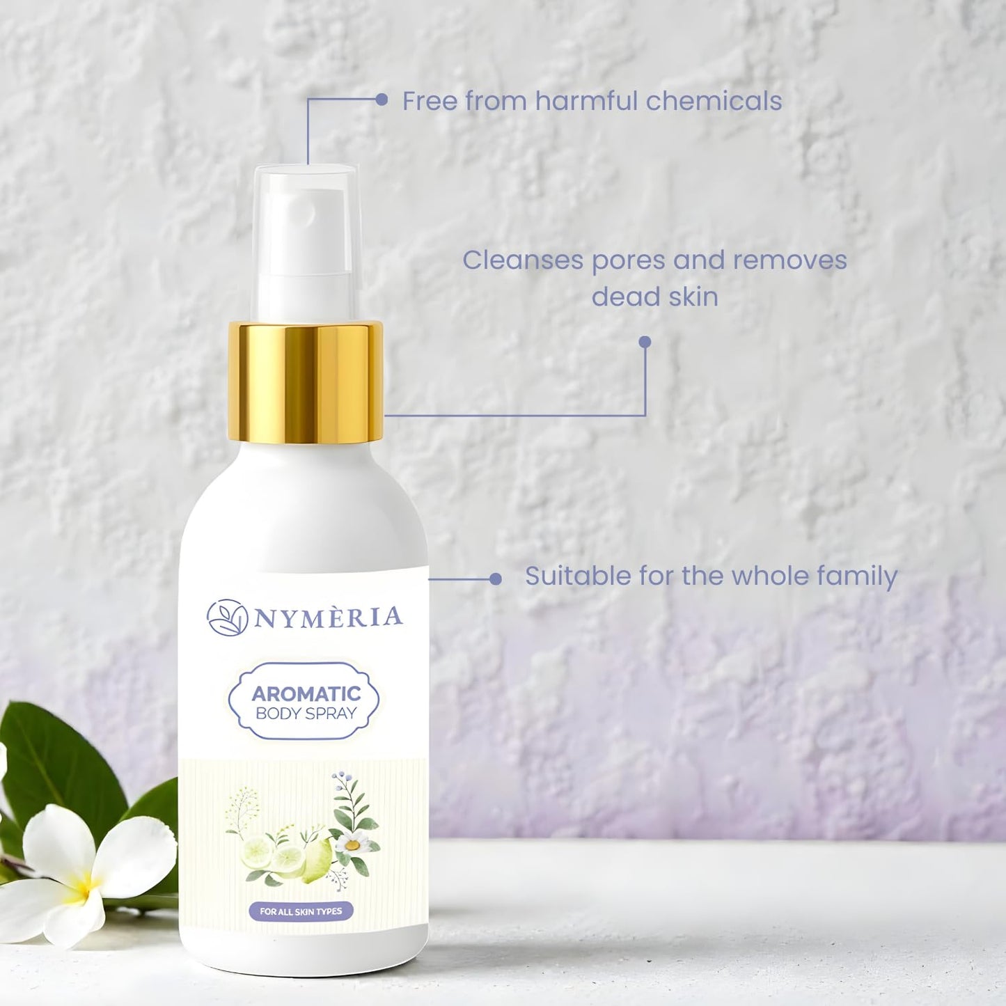 NYMERIA Aromatic Body Mist – Lavender & Botanical Oil Body Spray, Hydrating, Fast Absorbing, Refreshing Scent, Long-Lasting Freshness for All Skin Types, 3.4 fl oz / 100 ml