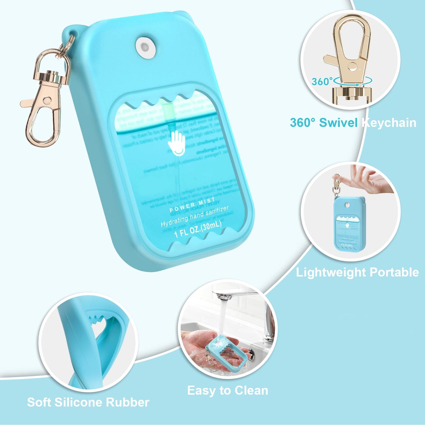 Hand Sanitizer Spray Case for Touchland Silicone Touchland Case Keychain Cute Hand Sanitizer Holder Keychain Compatible with Touch land Power Mist Gentle/Glow Mist, Blue
