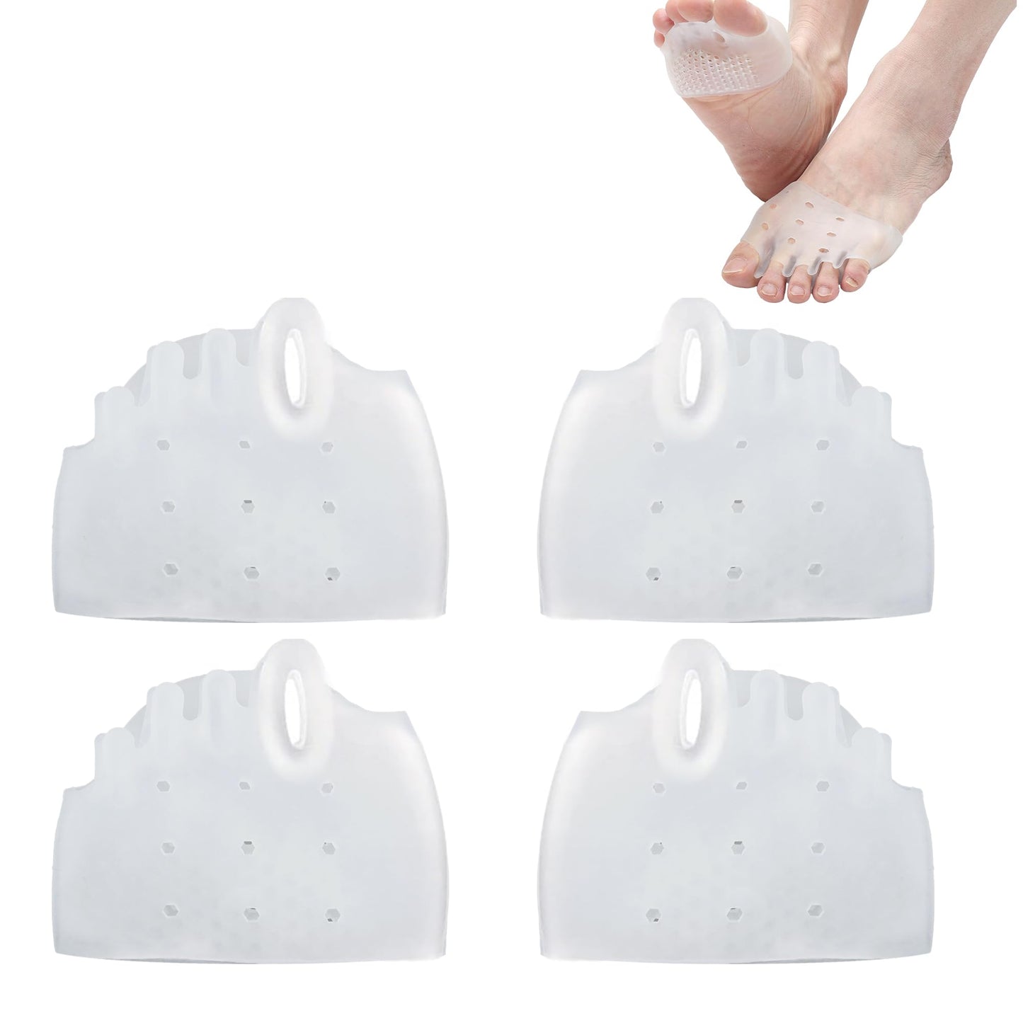 VOCOSTE 2Pair Silicone Toe Separators for Women & Men, Bunion Corrector Toe Sleeves, Breathable and Soft, Improve Foot Support for Daily Wear, Transparent