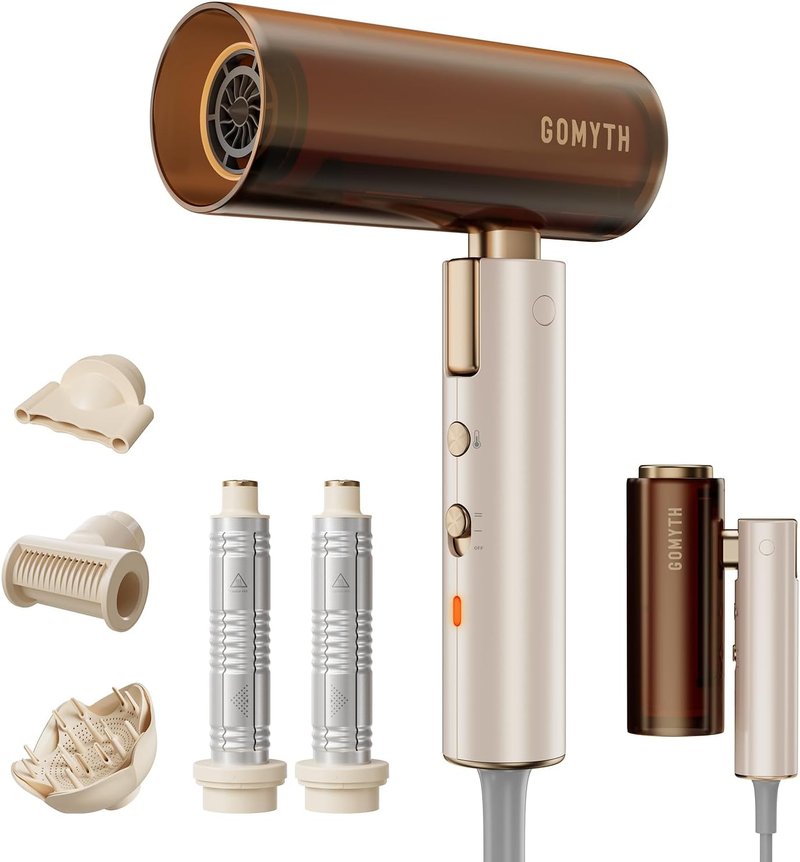 GOMYTH Dual Voltage Hair Dryer - 5 in 1 Air Styler with Compact Design & Plasma Scalp Protection | Travel Ready, 100V-240V
