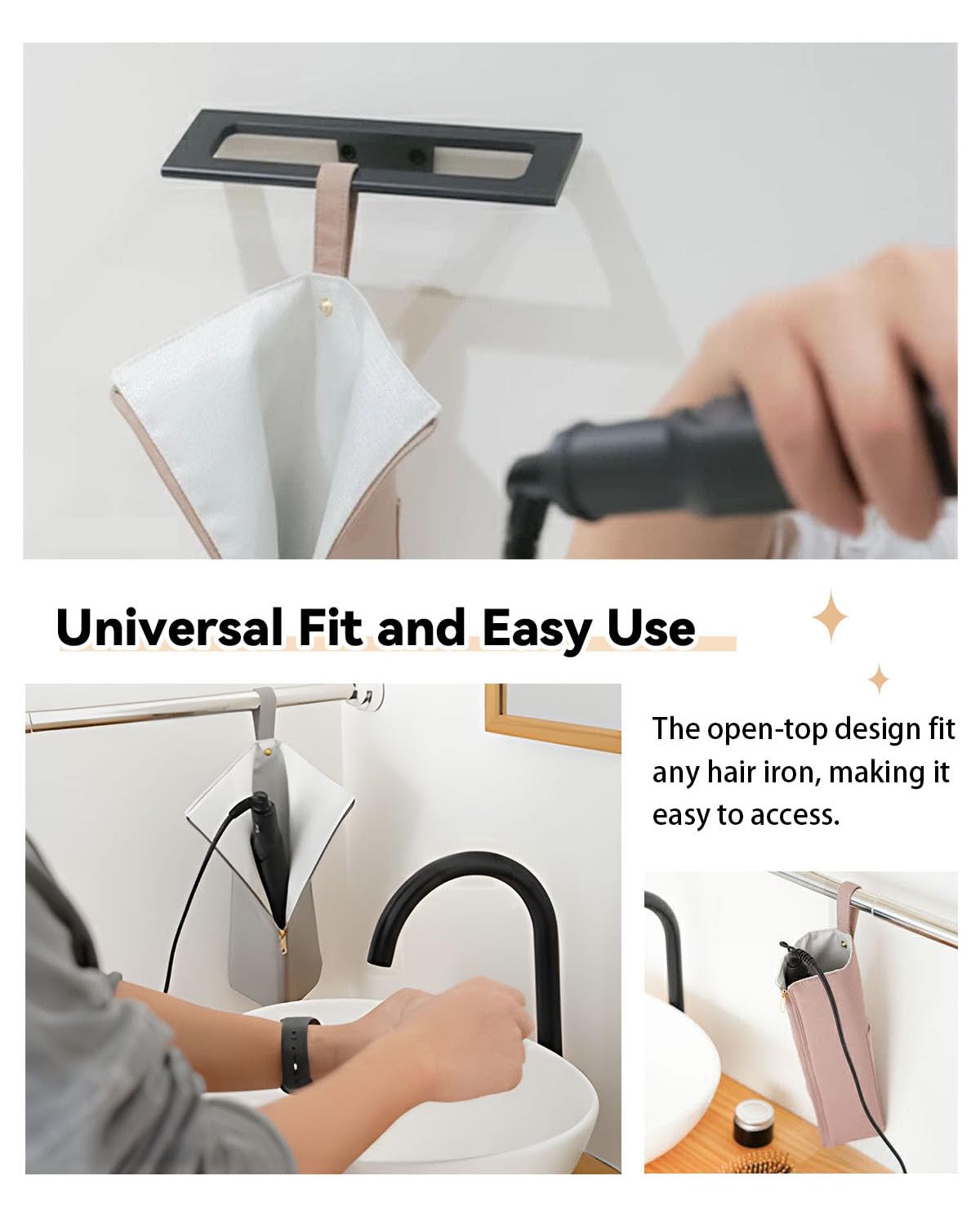 Heat Resistant Curling Iron Holder & Mat | Travel Bag Hair Tool Organizer - Perfect for Home & On-the-Go