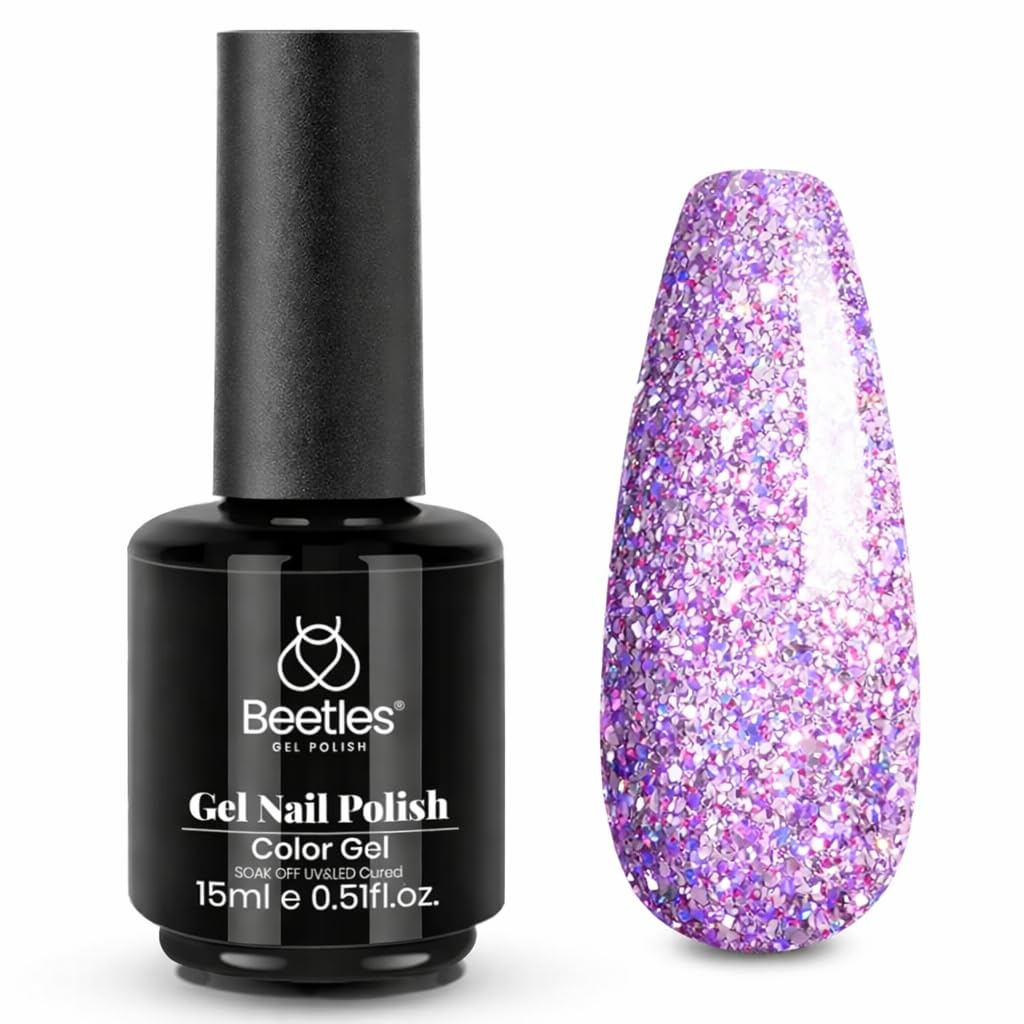 Beetles Purple Gel Polish - Lilac Light Purple Nail Color | 15ml Soak Off UV LED Gel for Summer Manicure