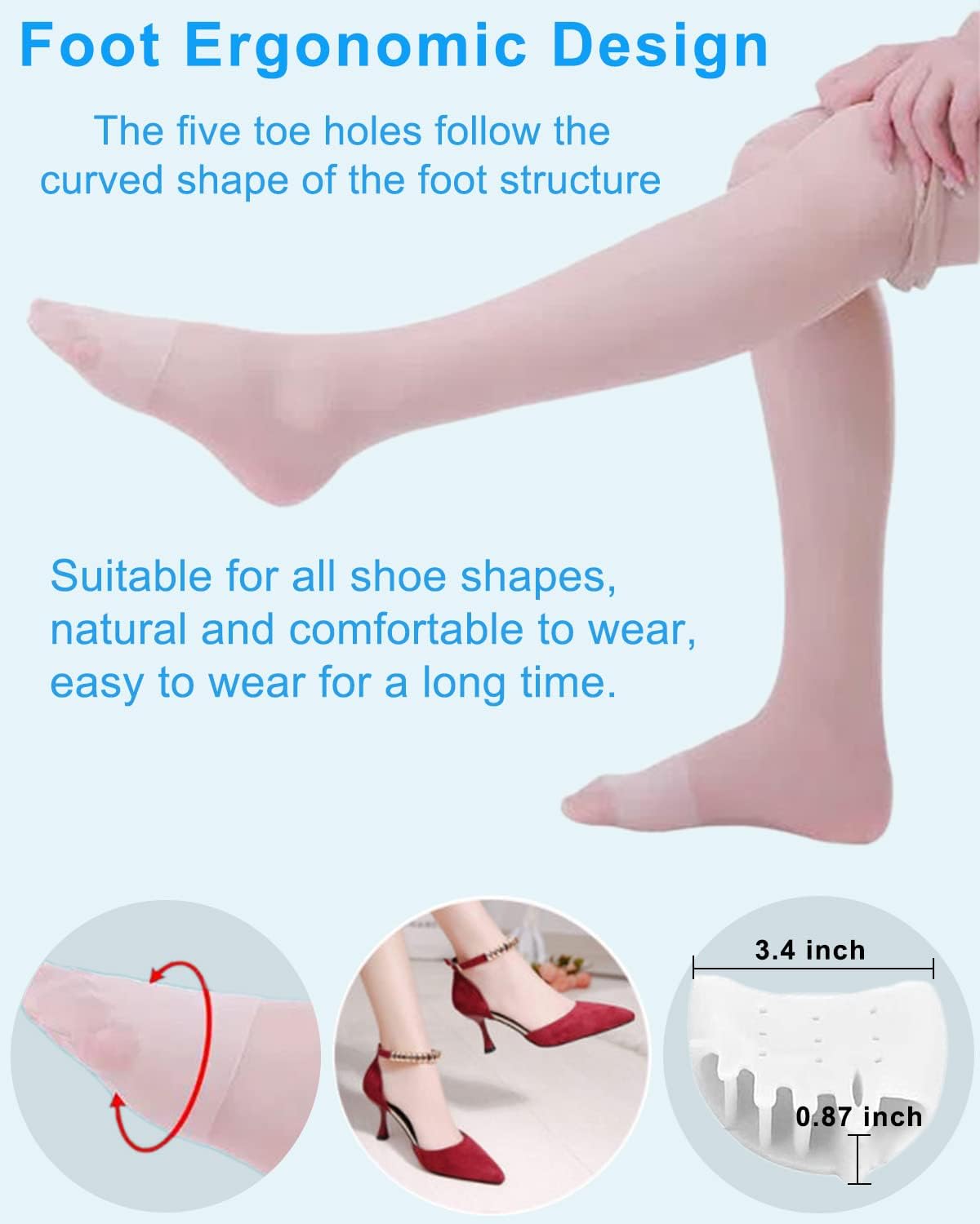 Metatarsal Gel Pads - 4 Pairs Toe Spacers for Bunion & Hammertoe Relief | Foot Pain Correctors for Men & Women
