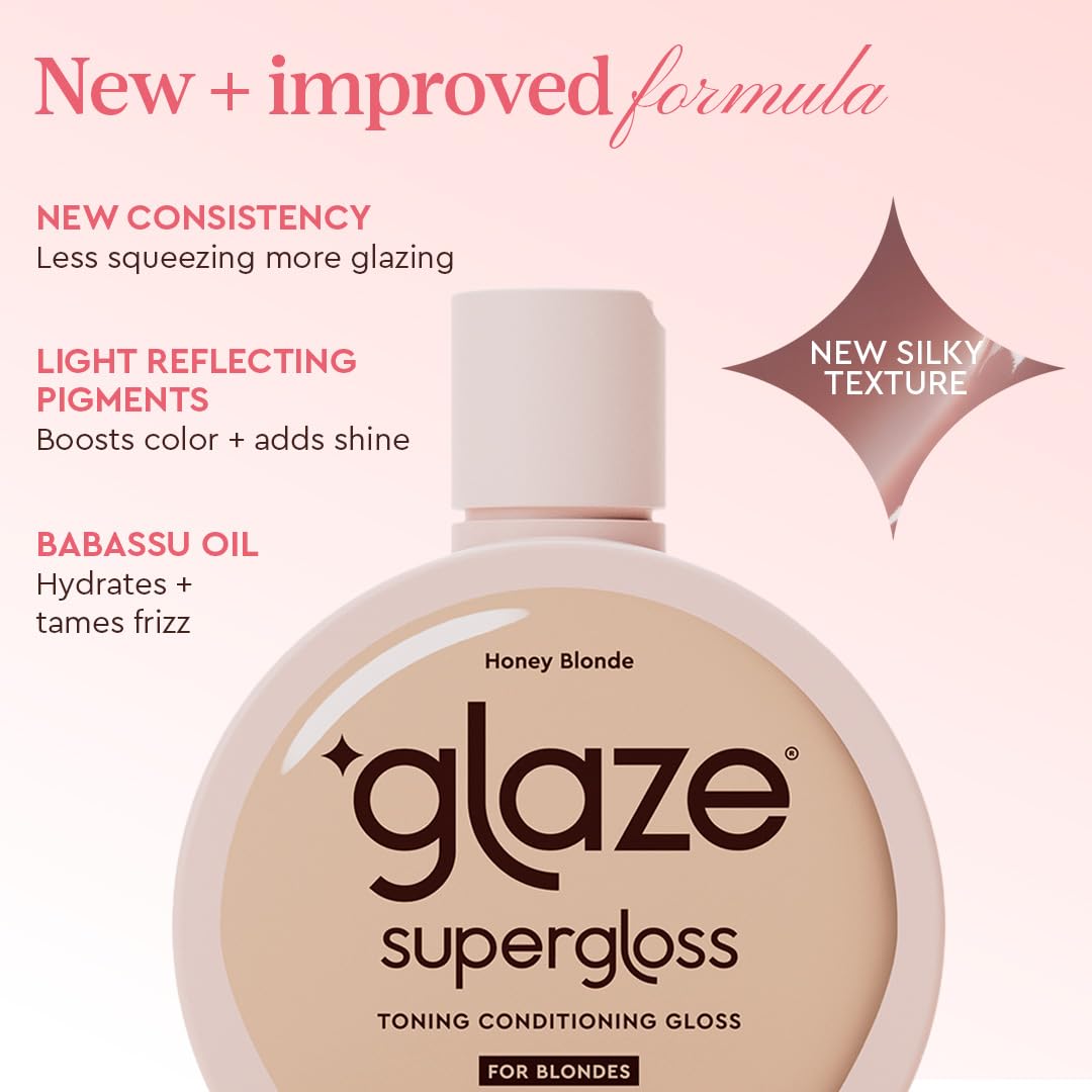 Glaze Super Gloss Conditioning Gloss - Honey Blonde for Medium to Dark Hair | Rinse-Out Semi-Permanent Color Enhancer