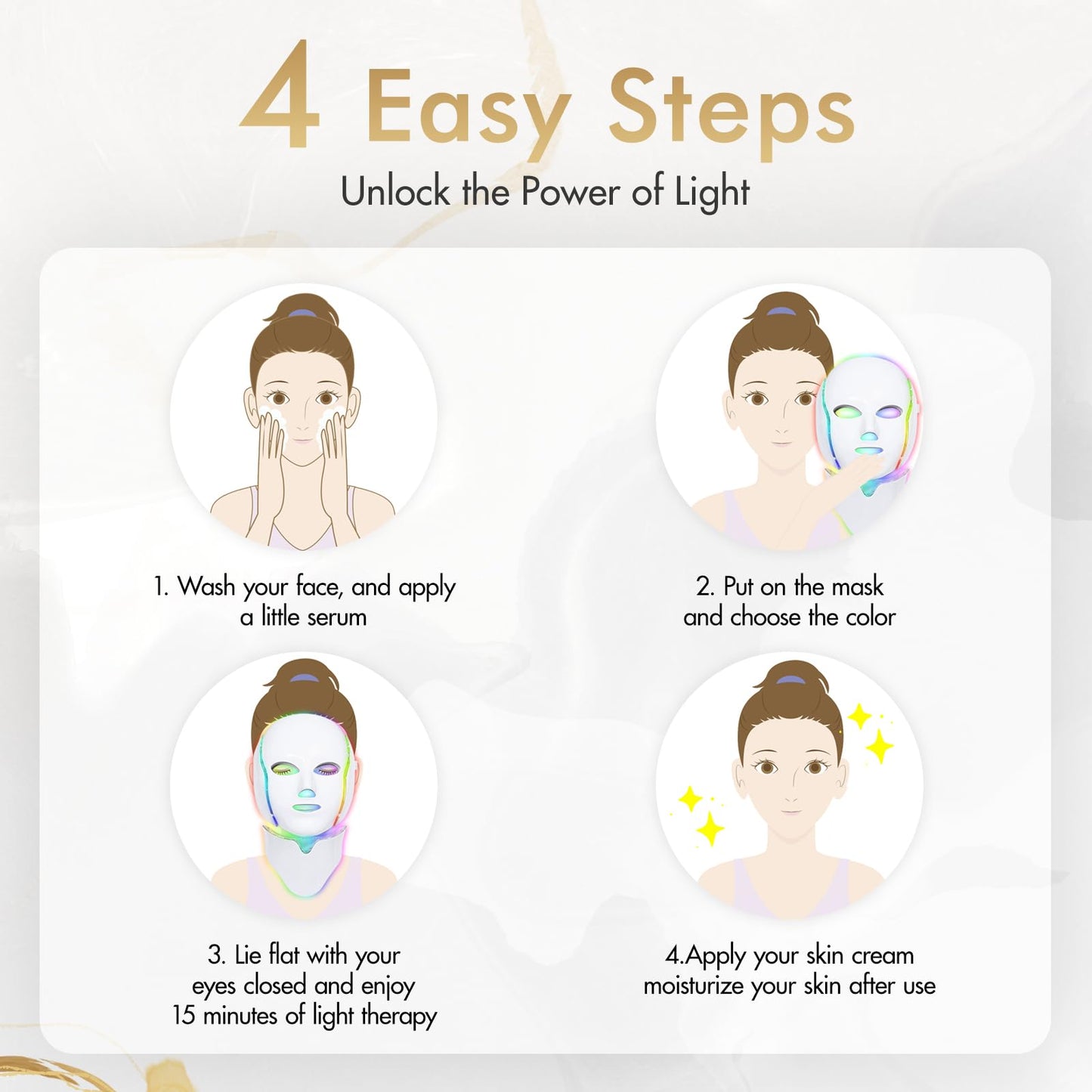 EVFOFO Red Light Therapy Mask for Face, 7 Custom Modes with 850nm NIR & 630nm Red Light, Portable LED Face Mask Light Therapy with Timer for Home Use, White