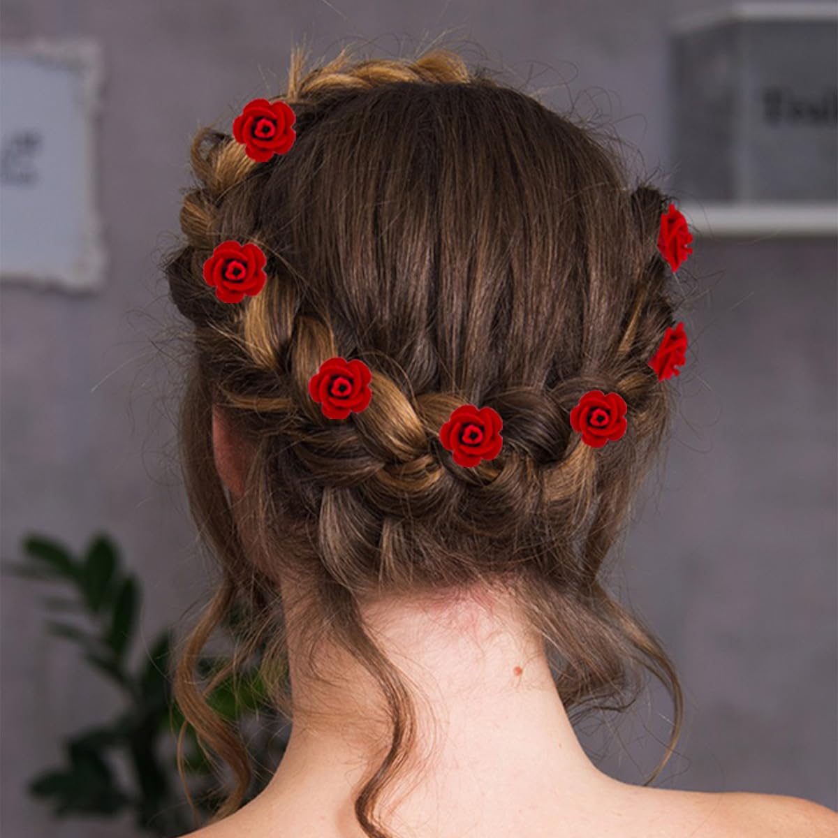 Mini Red Rose Flower Hair Clips - 40 Pcs Cute Floral Hairpins for Weddings, Valentine's Day & Summer