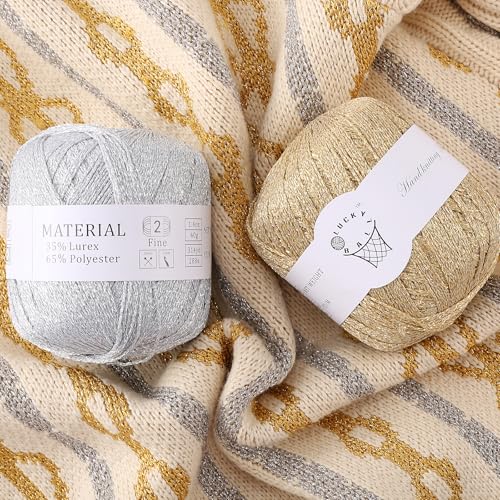 80g Sparkle Silver Metallic Crochet Yarn for Knitting & Crafts