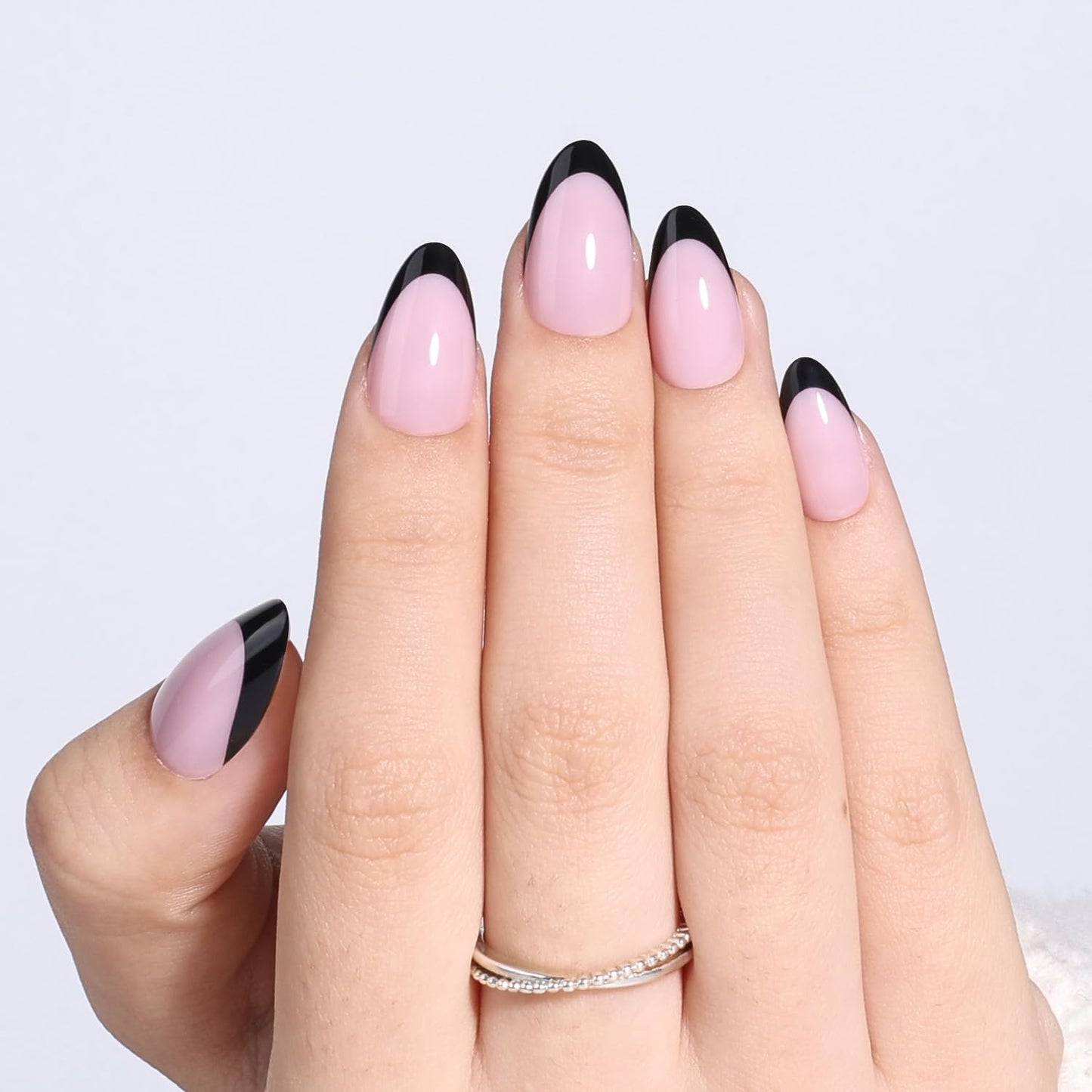 Glossy Red Press On Nails - Almond Shape Fake Nails with Glue | 32 PCS, 16 Sizes for Women
