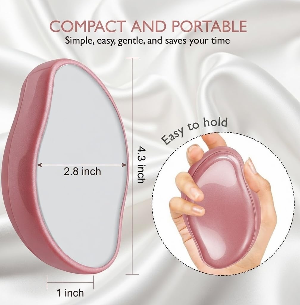 Crystal Hair Remover - Painless Glass Hair Eraser for Face, Leg, Body & Arm - Waterproof Epilator with Exfoliating Benefits - Compact & Travel-Friendly Design