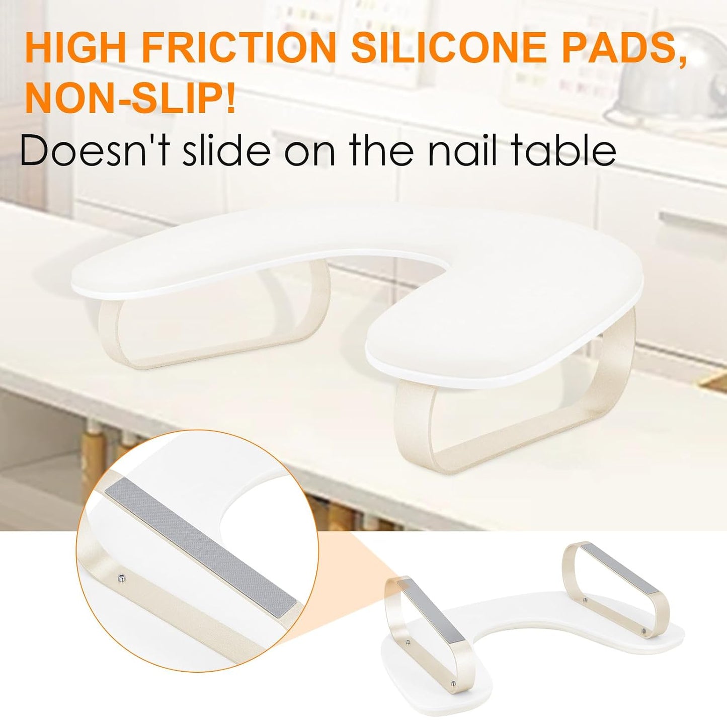 Nail Arm Rest Stand - Upgraded 10° Inclined U-Shaped Design | Non-Slip Aluminum Alloy Holder