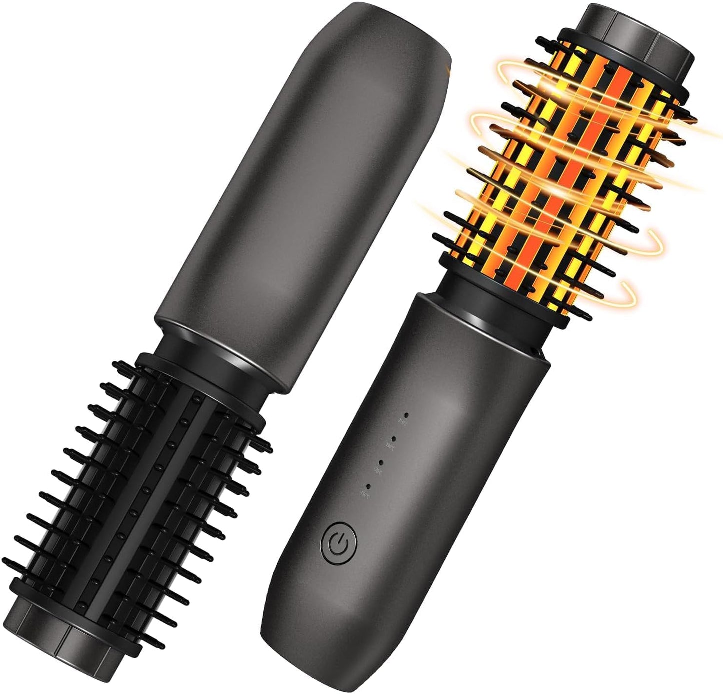 Cordless Hot Brush - Portable Hair Straightener with 4 Temperatures | Fast Heating, Anti-Scald, Anti-Frizz - Classic Black